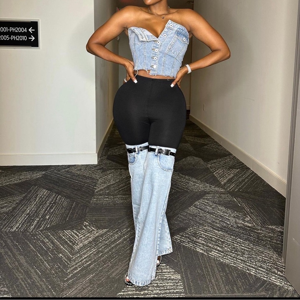 Black and blue jeans